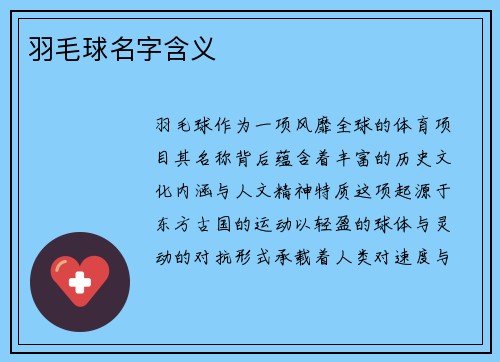 羽毛球名字含义